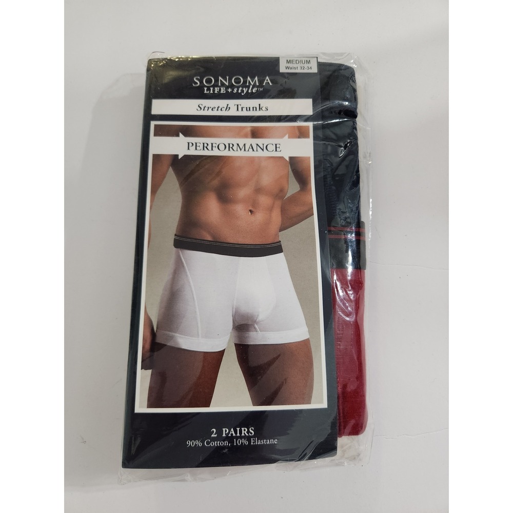 Sonoma Stretch Trunks Navy‎ Red Performance Cotton Blend 2 Pack Size Medium